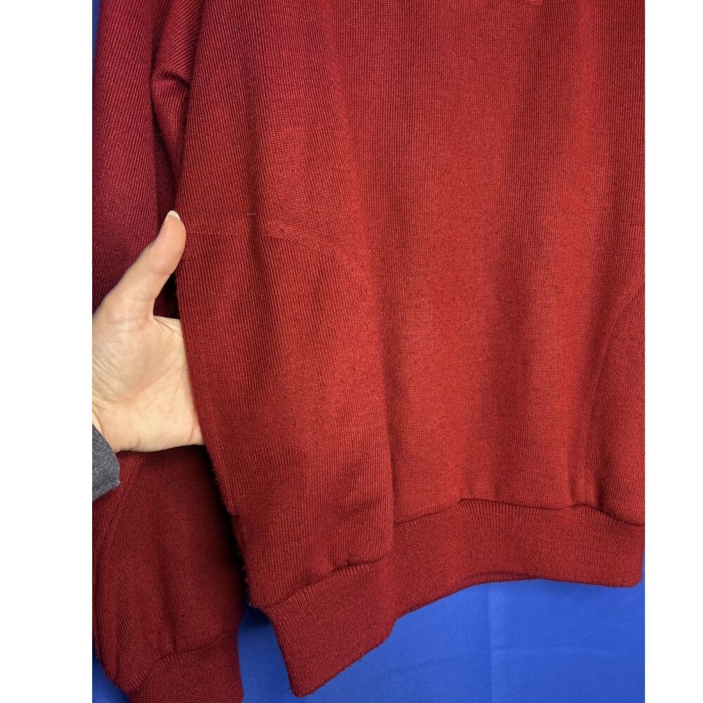 Vintage Coleman Mens Red Knit Henley Pullover Sweater Sz L Pockets 1990s Classic - Picture 5 of 8